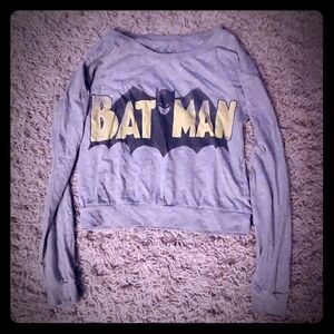 Batman SM Gray Cropped Pullover Graphic Sweater